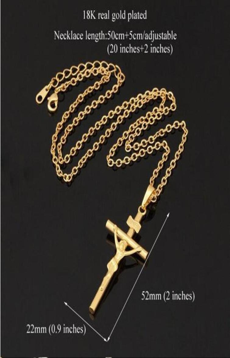 

New Fashion 18K gold silver plated cross necklace Jesus necklace6588150