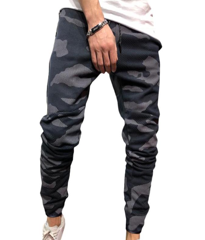 

Cofekate Camouflage Printed Mens Sweatpants Elastic Waist Plus Size Male Pencil Pants Casual Sports Trousers Long Joggers9093183, Beige