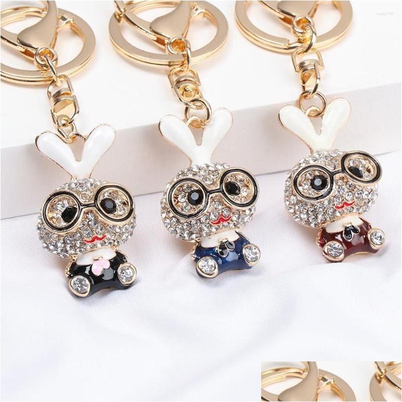 

Keychains Lanyards 1Pc Keyring Keychain Shiny Rhinestone Metal Key Chain Handbag Decor Charm Pendant Jewelry Gifts Drop Delivery F Dhya9