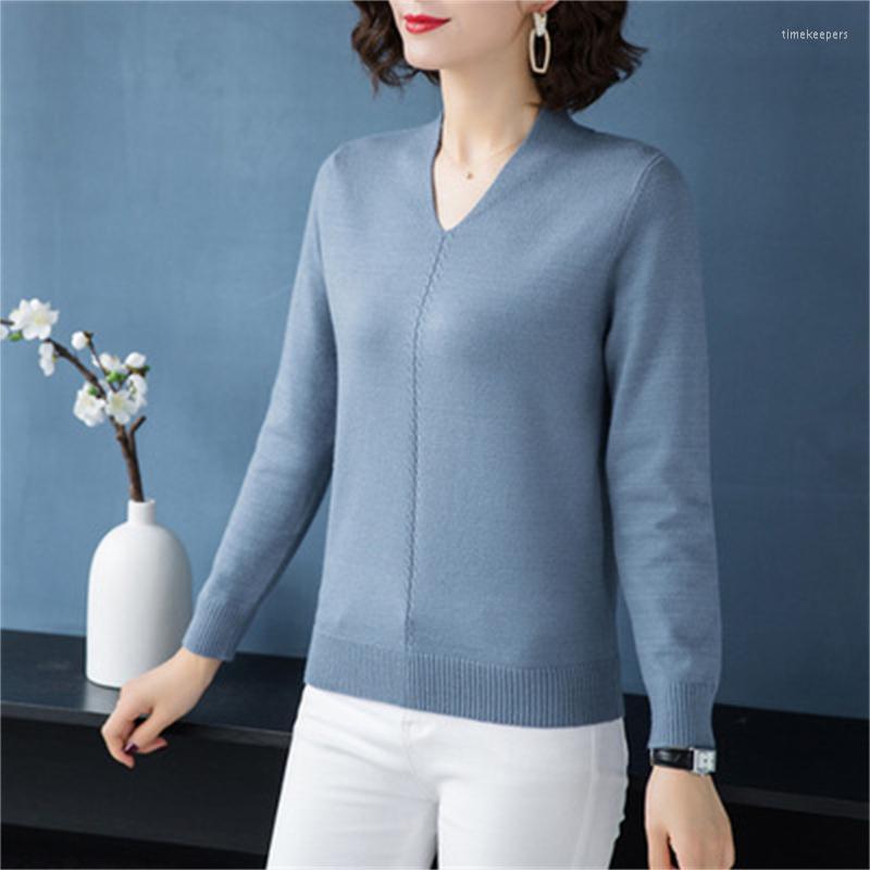 

Women's Sweaters Winter Fall Sweater Knitted V-Neck Casual Pullover Women Long Sleeve Female Clothes Womens Jumpers H702Women's, Black