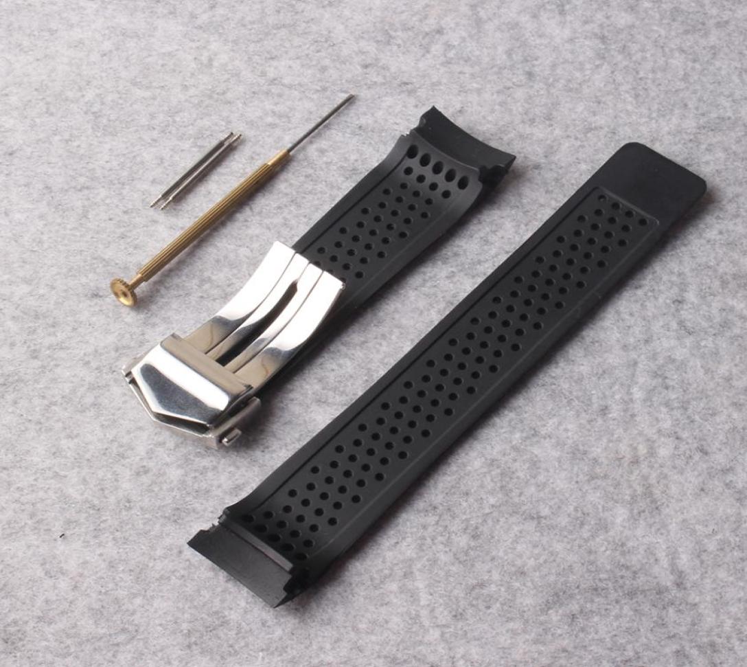 

New Watchband strap 22mm Stainless Steel Deployment Black Diving Silicone Rubber Holes Watch Band Strap for Gear S3 replacement9721539