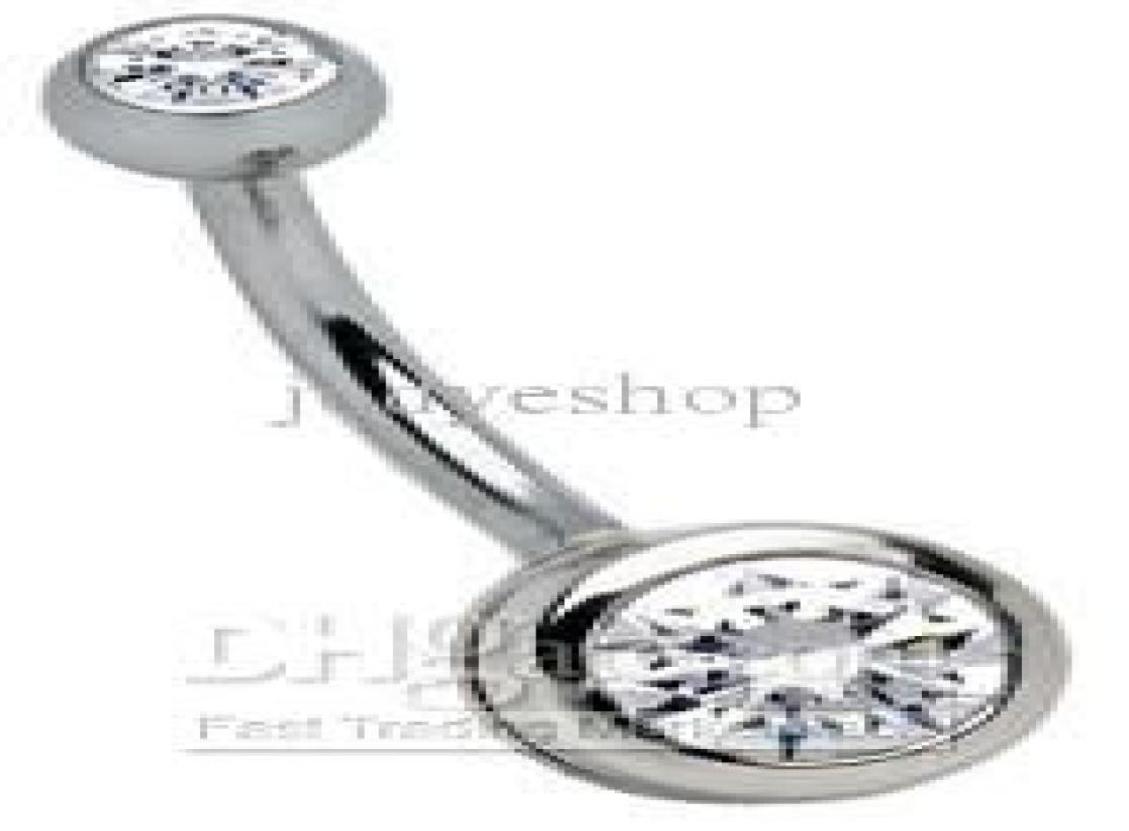 

Double Clean Diamond Navel Piercing Navel Ring 100pcslot Fashion Body Jewelry 100 Guaranteed 14G7554928
