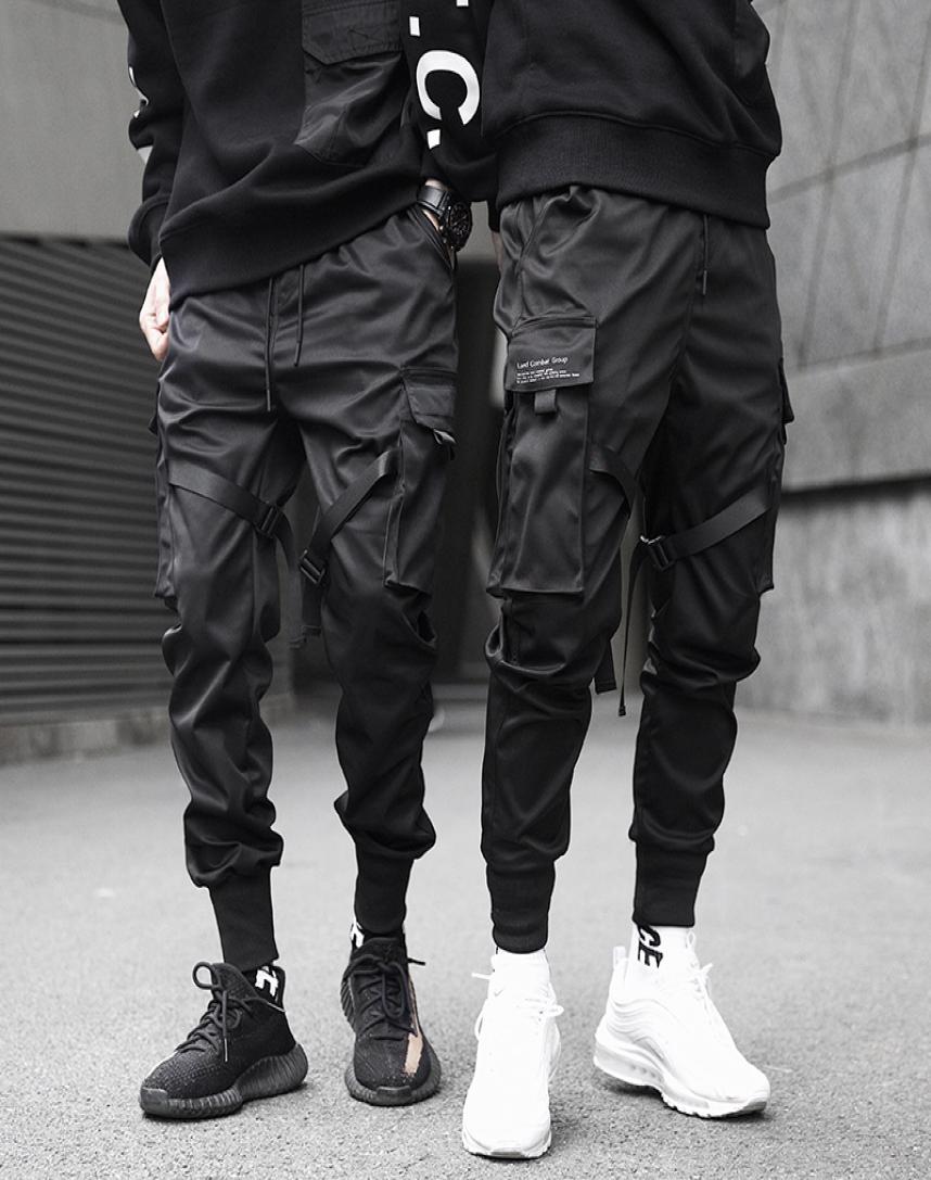 

Men Ribbons Color Block Black Pocket Cargo Pants Harem Joggers Harajuku Sweatpant Hip Hop Trousers SXXL7840152, Beige