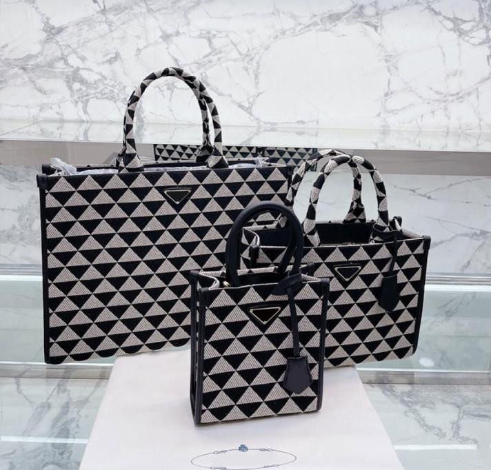 

Shopping Bag Women Tote Bags Crossbody Bags Canvas Leather High Quality Pocket Triangle Decoration Large Capacity Handbag Lady Pur9987251, Black