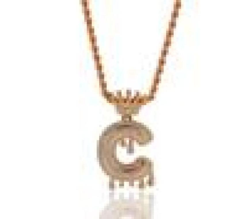 

Custom Tennis Crown Bail Drip Bubble Initial Letters Chain Necklaces Pendant For Men Women Gold Color Cubic Zircon Hip Hop Jewel4989047