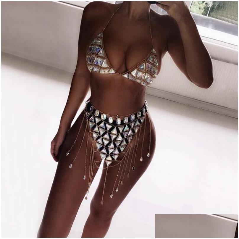 

Other Sexy Bikini Bra Rhinestone Body Chain Fashion Women Waist Belt Summer Water Drop Vacation Dress Delivery Jewelry Dh1Du