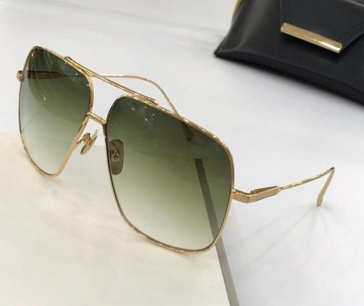 

Metal Gold Square Pilot Sunglasses Green Gradient lens 7805 occhiali da sole Men designer sunglasses New with box6007700