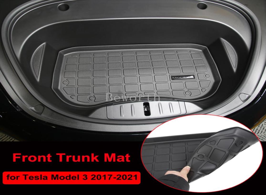 

2021 New Car Front Trunk Storage Mat For Tesla Model 3 Cargo Tray Trunk TPE Waterproof Pads Model3 20172021 Car Accessories2356467
