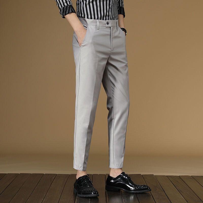 

Men's Suits & Blazers Spring Summer Fashion Casual Business Pants Male Slim Fit Formal Office Social Men Solid Color Trousers O96, Gray