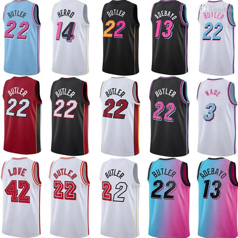 

22 Jimmy Butler Custom Basketball Jerseys Dwyane Wade Kevin Love Tyler Herro Bam Adebayo Kyle Lowry Victor Oladipo Max Strus Gabe Vincent City Men James Jersey Wear, Colour 3