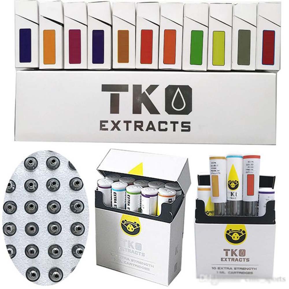 

Retail TKO Vape Atomizers Wood Tips Cartridges 10 Strains 1.0ml empty thick oil vaporizer glass tank 510 thread ceramic coil carts with packaging