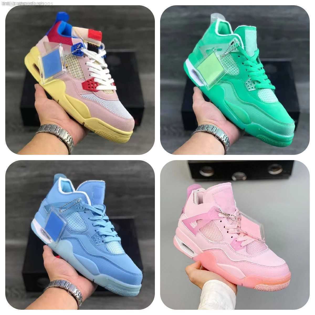 

2022 4s Shimmer Basketball Shoes Men's Women's Pink Blue Fluorescent Blue Fluorescent Green Cherry Blossom Pink 4 Co branded Pe 4s Sneakers