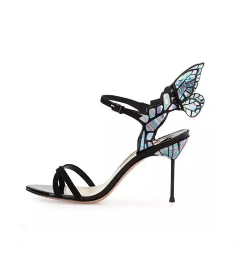 

Sexy Angel Wing Gladiator Sandals Women Butterfly High Heels Summer Pumps Ankle Strap Wedding Shoes Pumps Stilettos Celebrity Part2912155, Grey