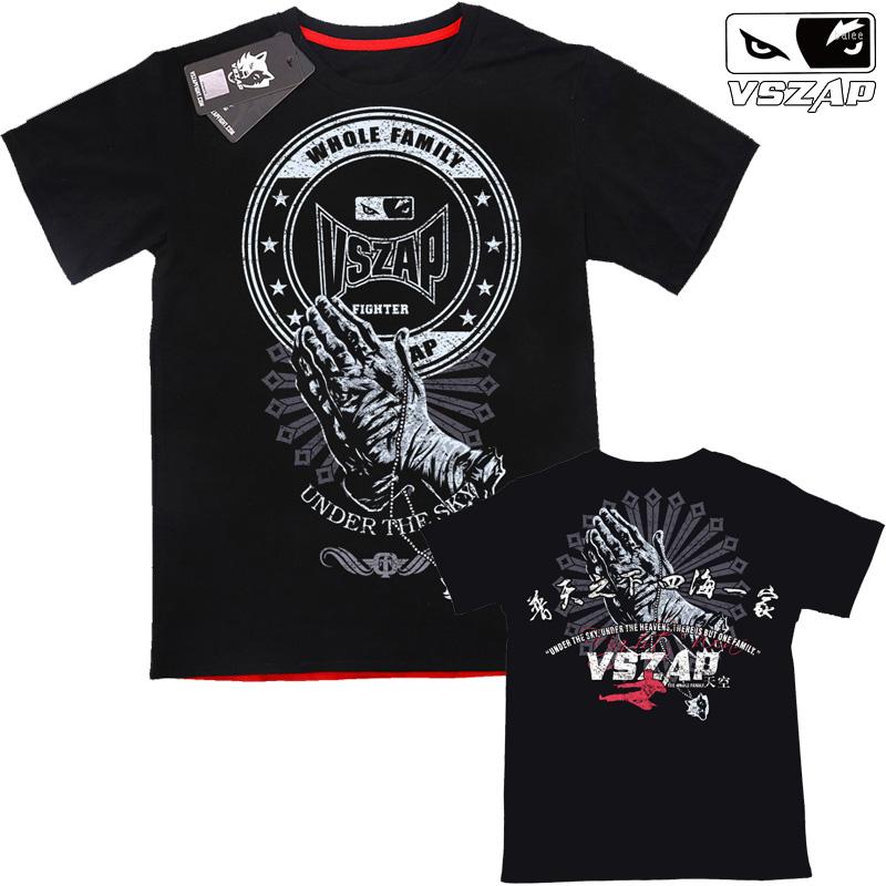

Men' T Shirts VSZAP Fight Short Sleeve T-shirt MMA Muay Thai Mens Workout O-Neck Cotton Casual Hip Hop Streetwear, Black