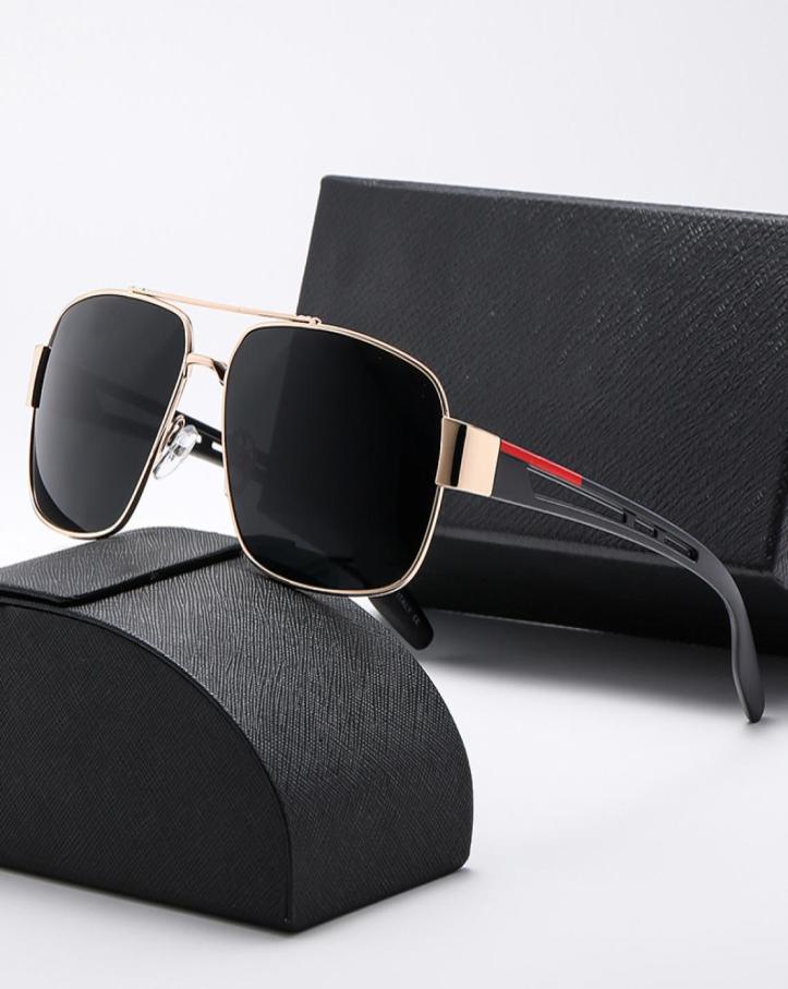 

Vintage Square Metal Sunglasses Mens Driving Polarized Black Grey Rectangle Frame Outdoor Gradient Gun Grey Red Line Decorative Ar6355530