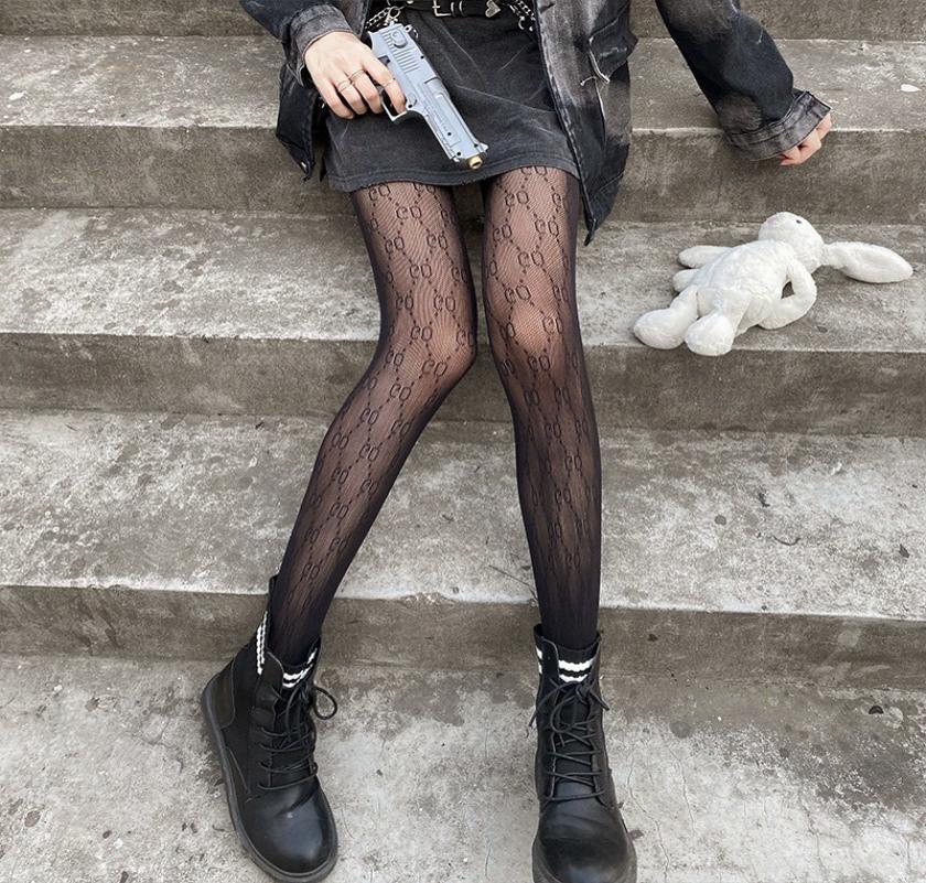 

Letter silk stockings autumn g word net red ins trend Black Lace pantyhose spring and women039s long tube1560746