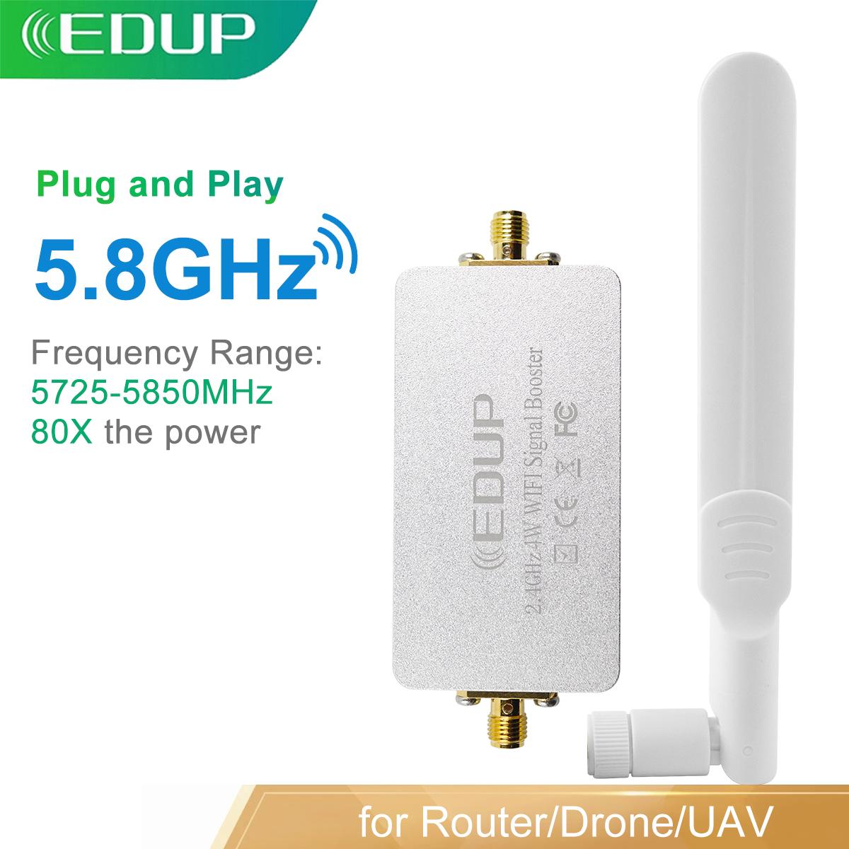 

Routers EDUP WiFi Booster 5.8GHz 4W Wireless Signal Booster Amplifier Plug Play Detachable Antenna Siganl Range Extend for Drone Router