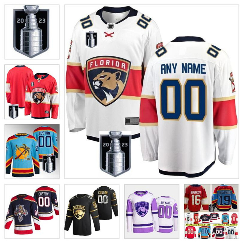 

2023 Stanley Cup Final Aleksander Barkov Hockey Jerseys Aaron Ekblad Matthew MNHLa Tkachuk Sergei Bobrovsky Jaromir Jagr Home Stitched Shirts, Color