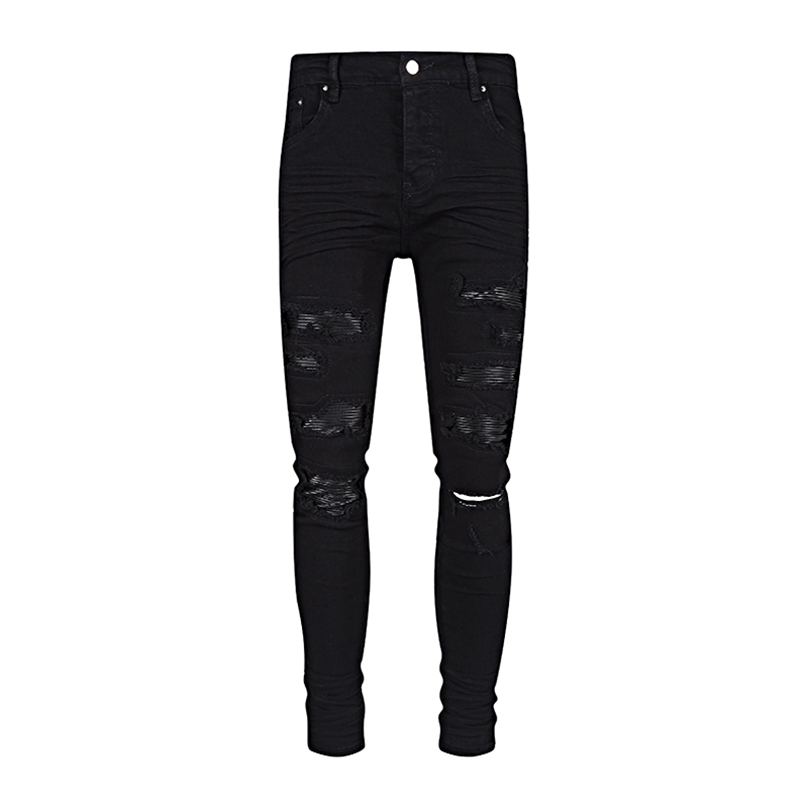 

Fashion Mens Jeans Cool Style Luxury Designer Denim Pant Distressed Ripped Biker Black Blue Jean Slim Fit Motorcycle, Multi