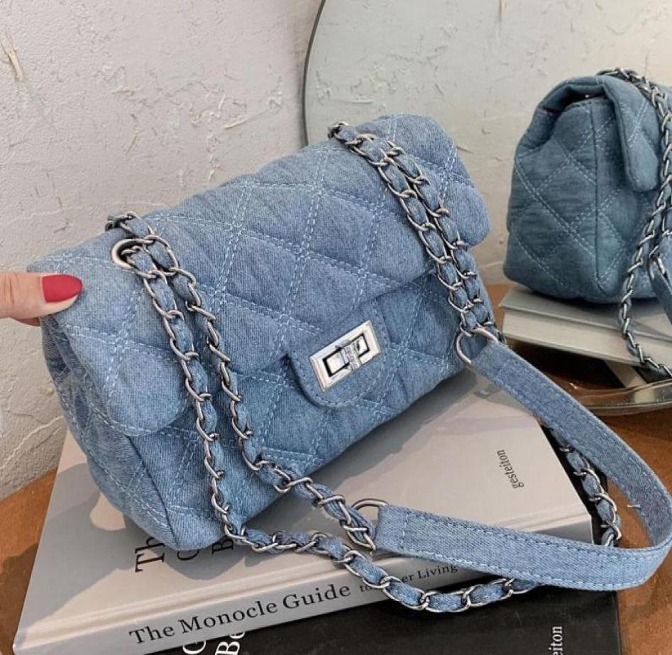 

Evening Bags 2021 Fashion Chain Shoulder Women Denim Quilted Bag Female Luxury Handbags Women039s Designer Crossbody Sac A Main9338065, Black