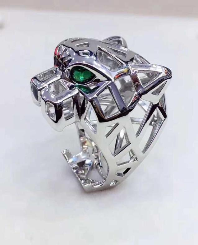 

Trendy Hollow Leopard Animal Finger Ring Green Eyes Hollow Panther Heads Index Finger Ring for Men Women Party Jewelry Y07231912826