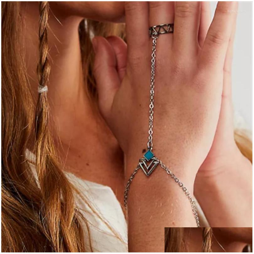 

Chain Link Bracelets Fashion Personality Stone Bracelet For Women Bohemian Style Beach Retro Ethnic Finger 2023 Trend Gift Drop Deli Dhzdb