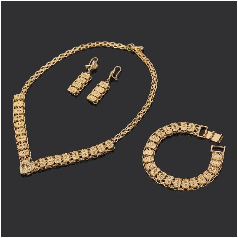 

Earrings Necklace Gold Color Dubai Jewellery Set Turkish Egyptian Algeria Moroccan S Jewelry Drop Delivery Sets Dh6Pu, As show