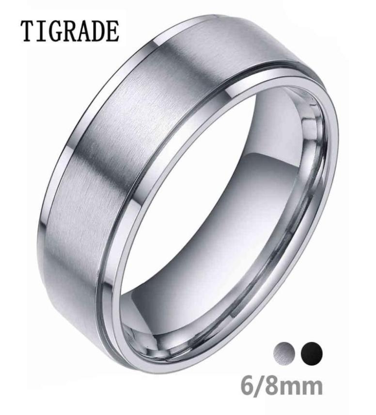 

Tigrade 68mm Silver Color Tungsten Carbide Ring Men Black Brushed Wedding Band Male Engagement Rings For Women Fashion bague3343122