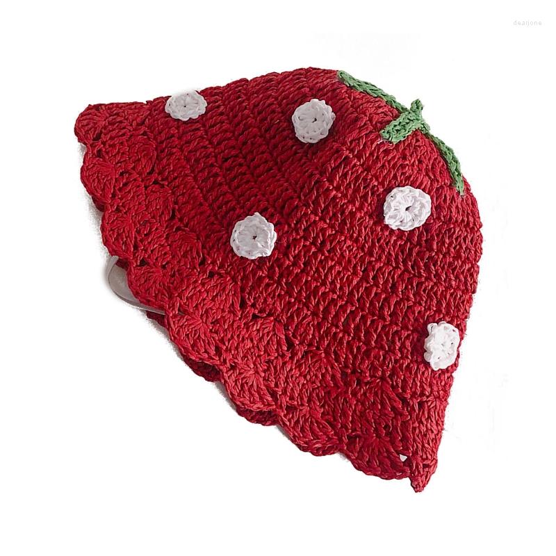 

Hats Fashion Strawberry Baby Hat Summer Straw Kid Girls Sun Cap Beach Children Panama Princess Caps, Rr