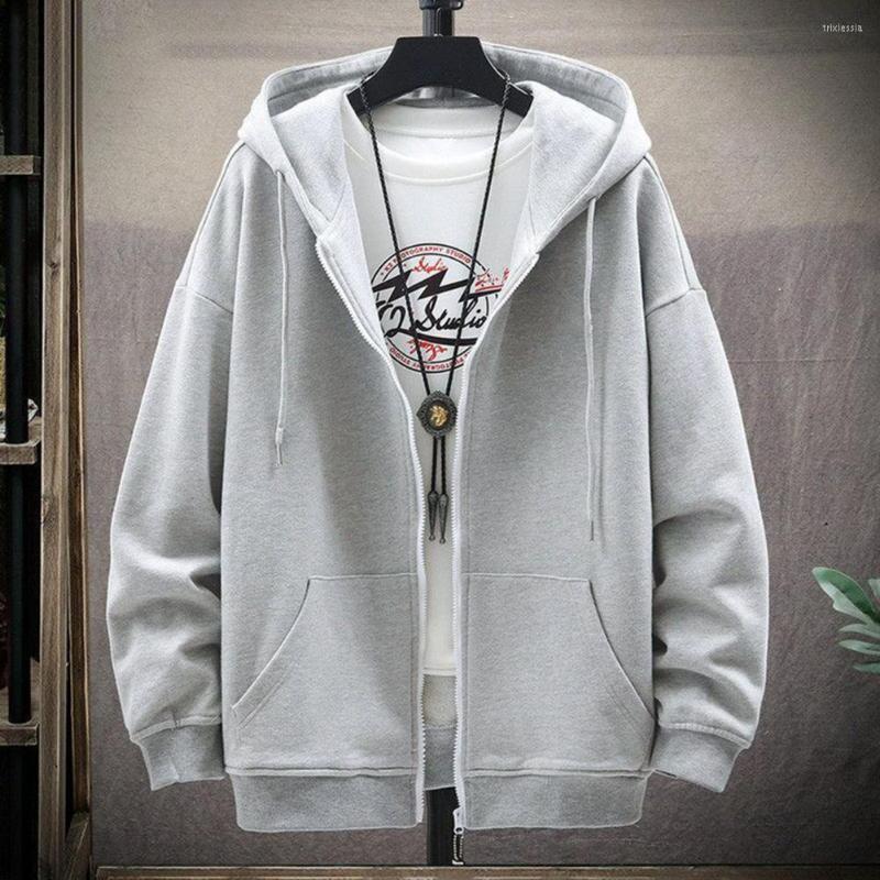 

Men's Hoodies Men Coat Solid Color Warm Cardigan Elastic Cuff Patch Pockets Zipper Hooded Plus Size Plush Thermal Hoodie For Daily Wear, Black