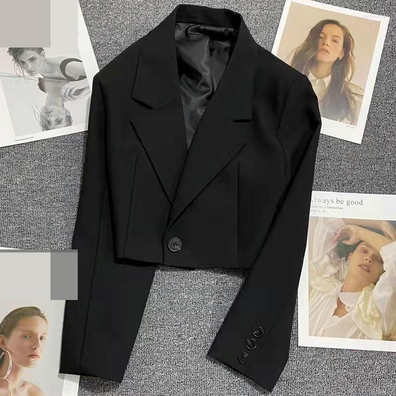 

Women' Suits Black Suit Jacket Women' Ultra-short 2023 Spring And Autumn Fashion Slim Student Trend Women Blazer Solid