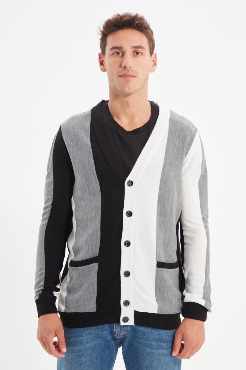 

Men' Sweaters Trendyol Male Regular With Color Block Cardigan TMNAW22HI0280, Black