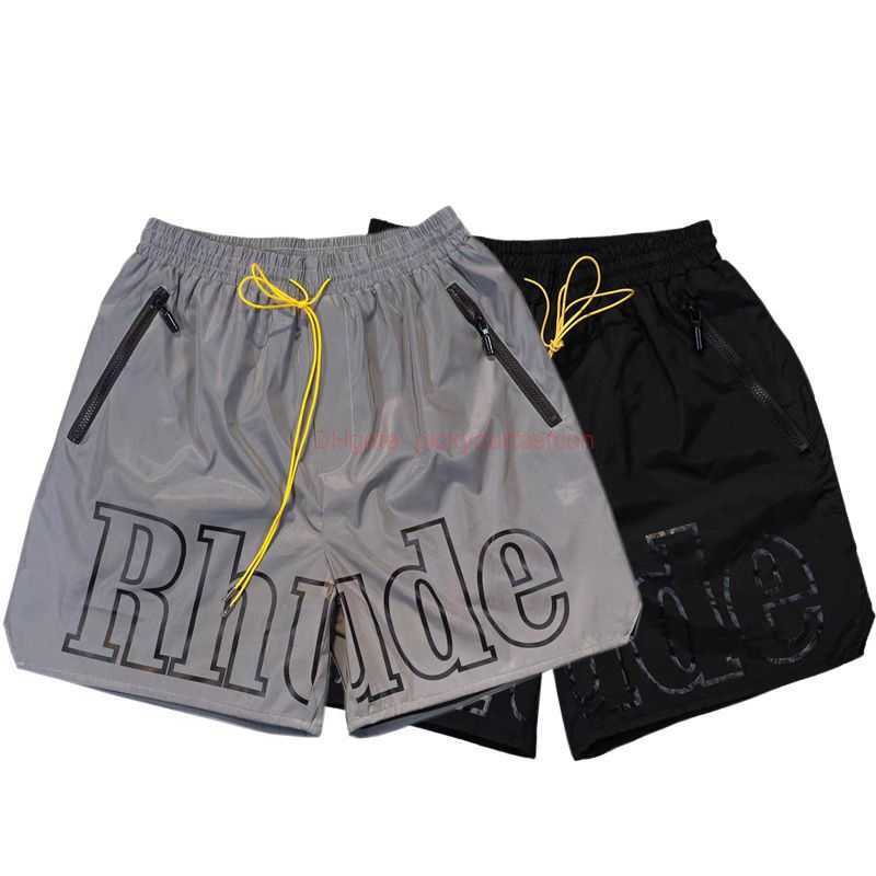 

Designer Short Fashion Casual Clothing Beach shorts Rhude 3m Reflective Letter High Street New York Limited Mesh Shorts Hip Hop Loose Beach Capris Joggers Sportswea, Silver gray