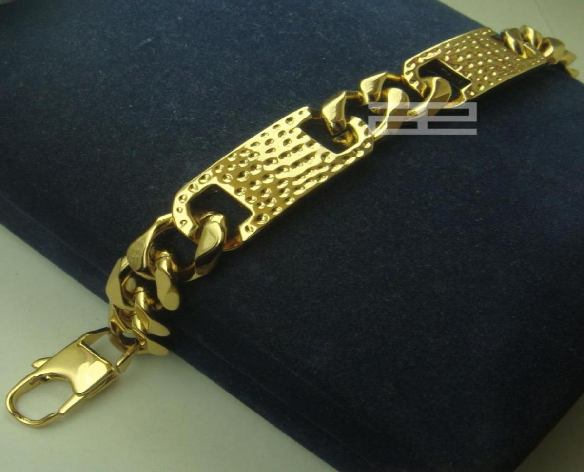 

B140 Men039s Cool 14K 14CT Gold Filled GF 14mm Width 23cm Length Cool bracelet jewelry20471726007816