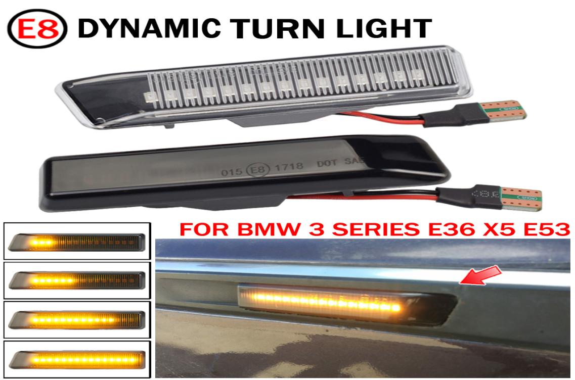 

LED Dynamic Turn Signal Light Side Marker Fender Sequential Lamp Blinker For BMW E36 M3 Facelift 19971999 X5 E53 199920066422553