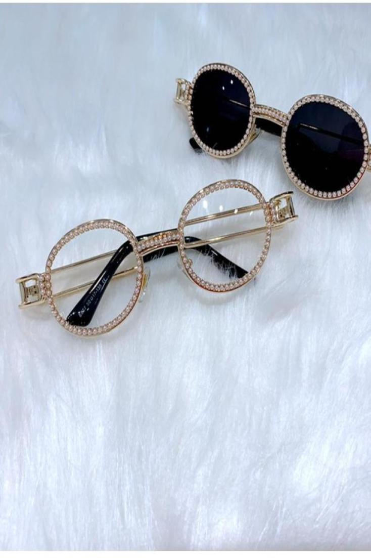 

Sunglasses Bluray Protection Women Round Vintage Sun Glasses Pearl Luxury Men UV400 Oculos7713893