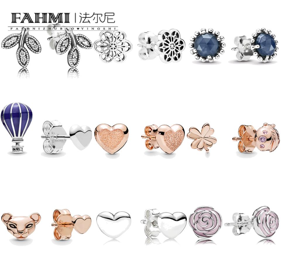 

FAHMI 100 925 Sterling Silver Hearts Ladybird Lioness Garden Midnight Star Leaves Air Balloon Women Charm Fashion Jewelry9739181