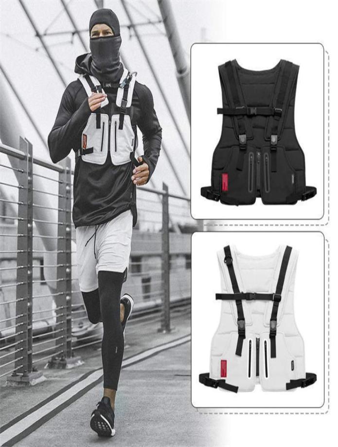 

New Multifunction Tactical Vest Outdoor Sports Fitness Men Protective Tops Vest Zipper Pockets Waist Bag T2001136707328, Black