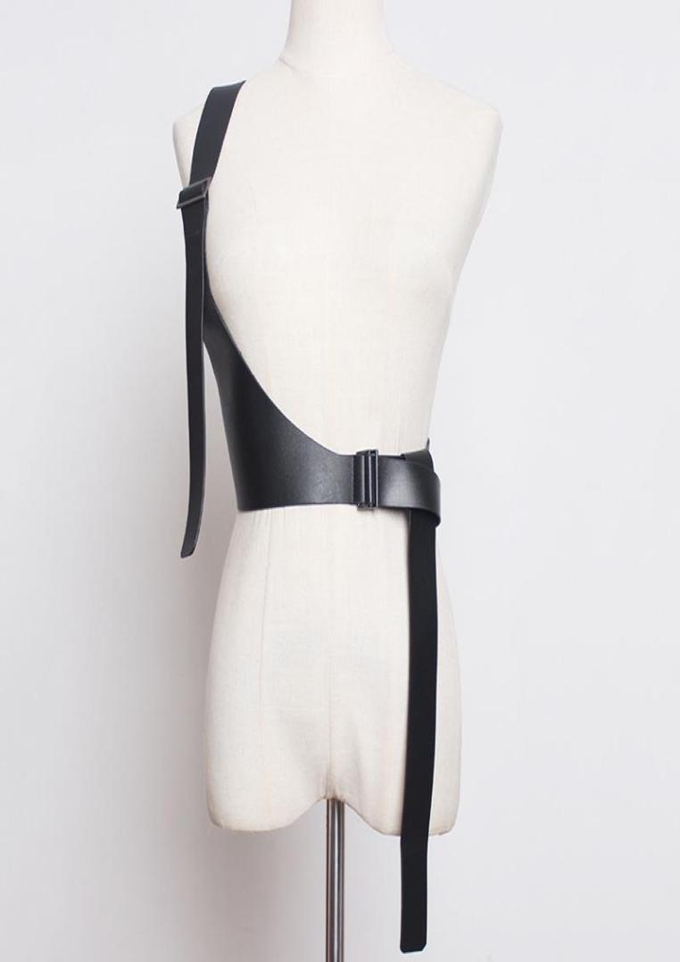

Belts 2022 Spring PU Leather Corset Vest Strap Belt Brief Irregular Steampunk Harness Strechy Waistcoat Wide Girdle Women Fashion1693014, Black