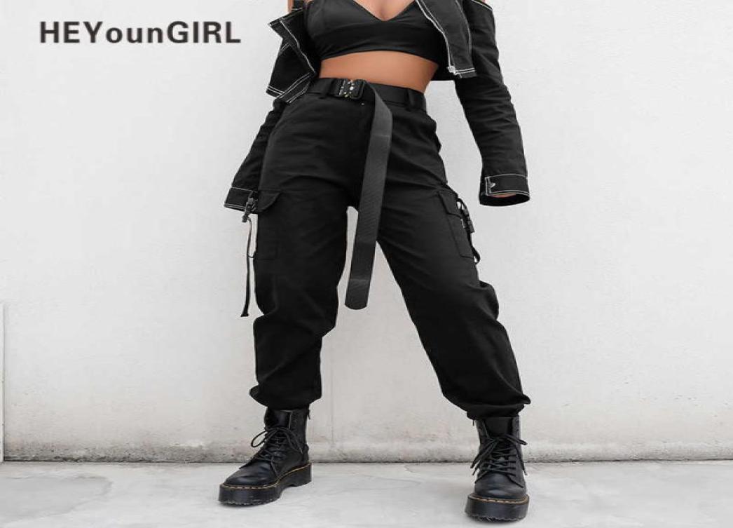 

HEYounGIRL Streetwear Cargo Pants Women Casual Joggers Black High Waist Loose Female Trousers Korean Style Ladies Pants Capri X0623643304