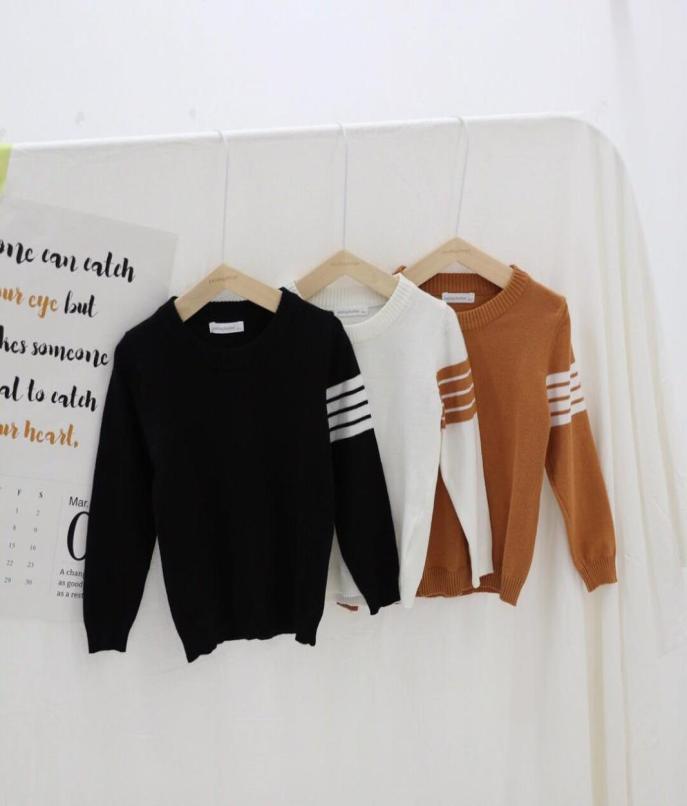 

Autumn Baby Boys Sweater Toddler Boys ONeck Jumper Knitwear LongSleeve Fashion Sweaters Children Clothes Kids Striped Coats T2009550899, Black