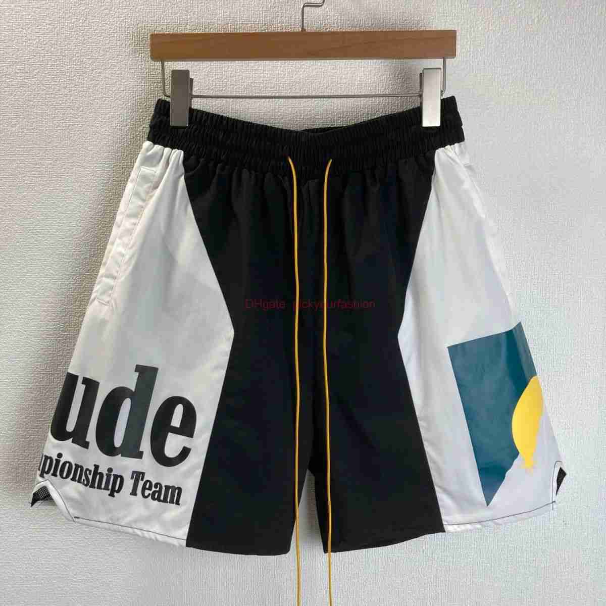 

Designer Short Fashion Casual Clothing Beach shorts Rhude Sunset Mountain Letter Printing Panel Woven Mens Couple Fashion Casual Sports Shorts Ins Joggers Sportsw, Black