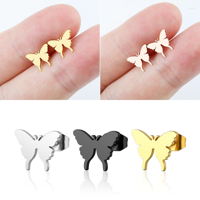 

Stud Earrings Vintage Jewelry Bow Child For Girls Earring Stainless Steel Butterfly Gold Tragus Gift