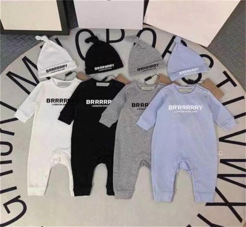 

3PCS Baby Girl Boy Rompers Designer Jumpsuits Rompers Brand Letter Pure Cotton for Infant Born Babies Bodysuit Sets with Hats Pina8993048, Blue