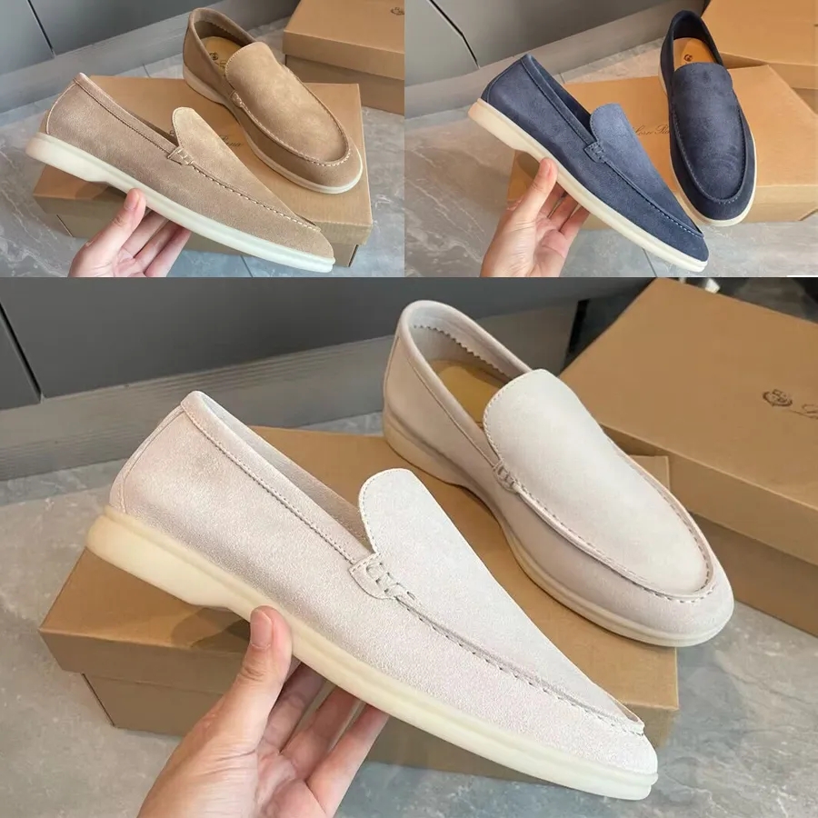 

Fashion Men's casual shoes LP loafers flat low top suede Cow leather oxfords Loro&Piana Moccasins summer walk comfort loafer slip on loafer rubber sole flats EU38-45