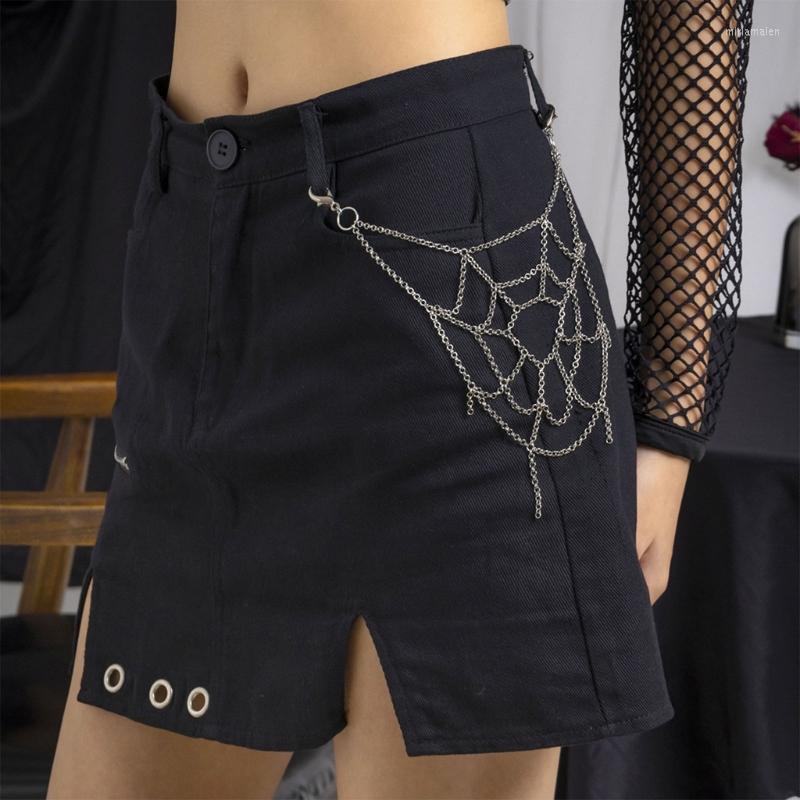

Belts Punk Chain JeanChain Y2k Pant SpiderWeb Skirt Belt Gothic, Black
