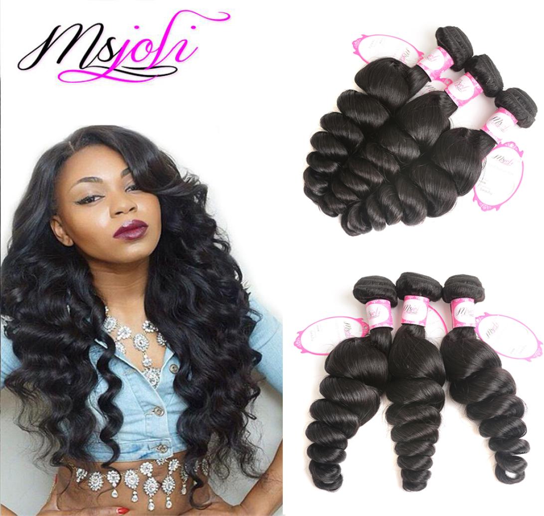 

9A Mongolian virgin human hair weave loose wave natural color 4x4 lace closure with three bundles and three parts from Ms Joli1392479