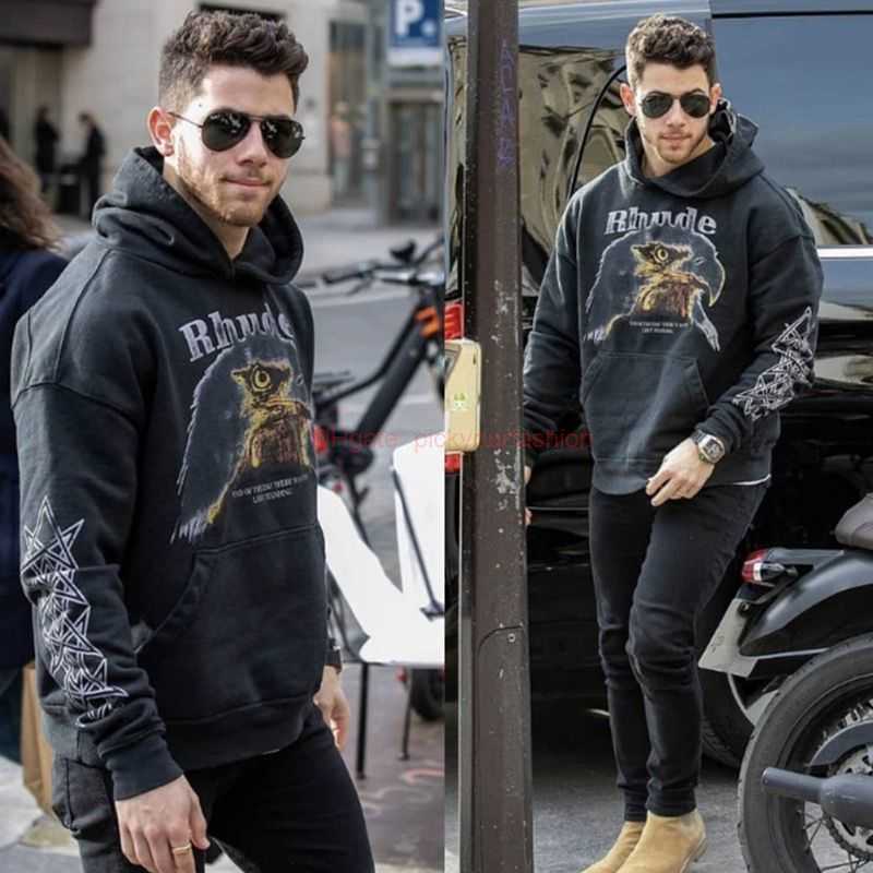 

Designer Clothing Mens Sweatshirts Hoodies Rhude Pre White Headed Eagle Triangle Banner Hand Sleeves Five Star Print Couple Hooded Sweater Wash Fashion Streetwear, Shipping fee