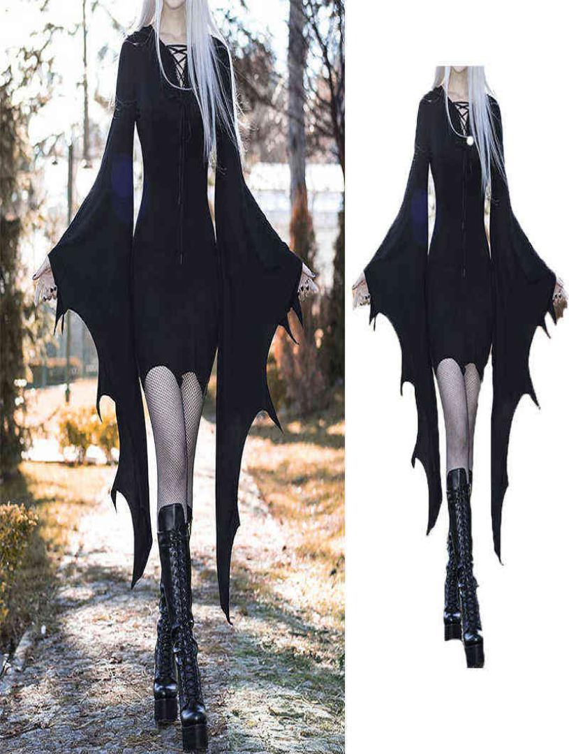 

Adult Cosplay Come Medieval Forest Elf Witch Gothic Punk Vintage Come Sexy Halloween Carnival Party Dress L2207149809788, Black