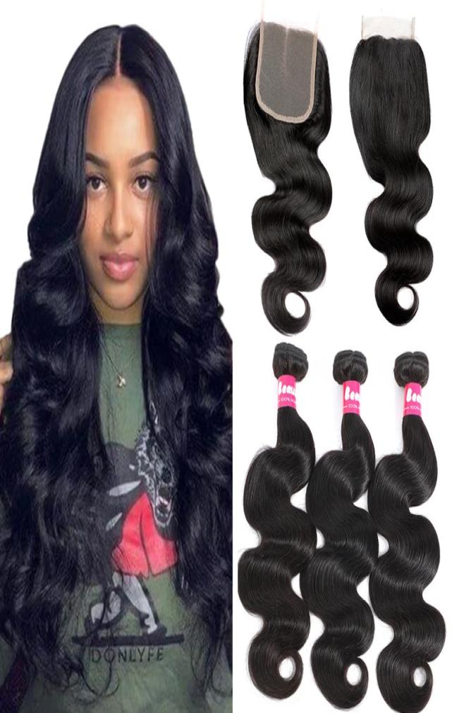 

Peruvian Body Wave Hair With Closure 4x4 Lace closure with Bundles peruvian body wave human hair bundles4494909, Medium brown